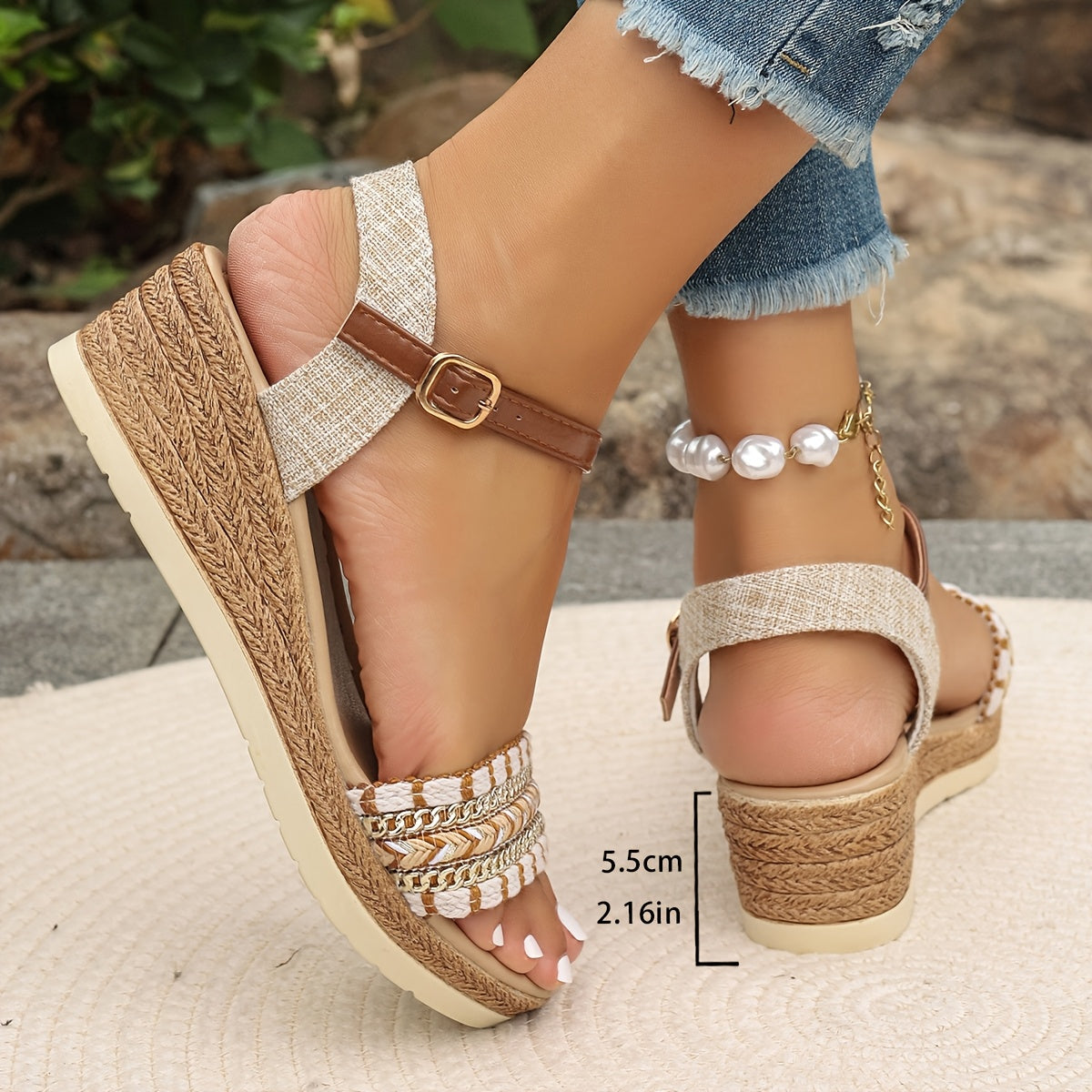 Amara™ | Boho Woven Wedge Sandals
