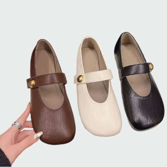 Olivia™ | Round-Toe Button Mary Jane Shoes
