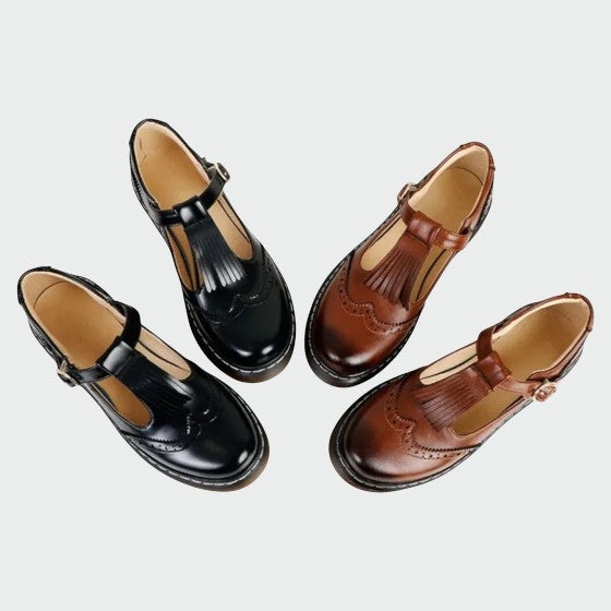 Olivia™ | Elegante T-Bar Leather Shoes