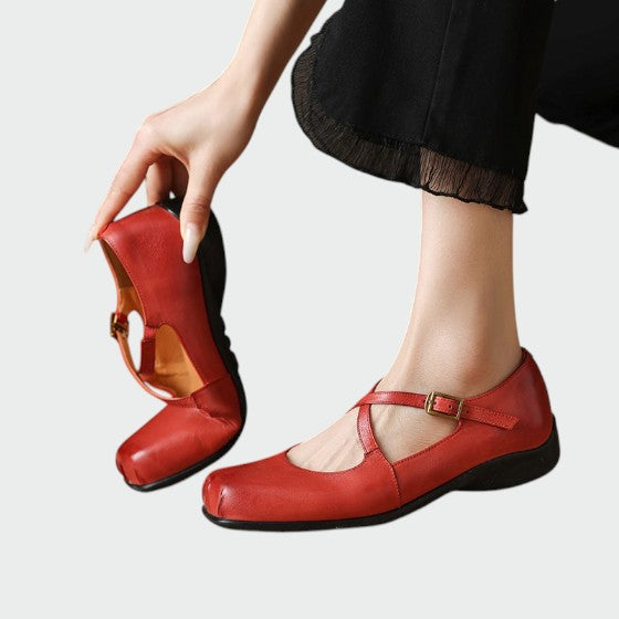 Olivia™ | Square-Toe Cross-Strap Mary Jane Shoes