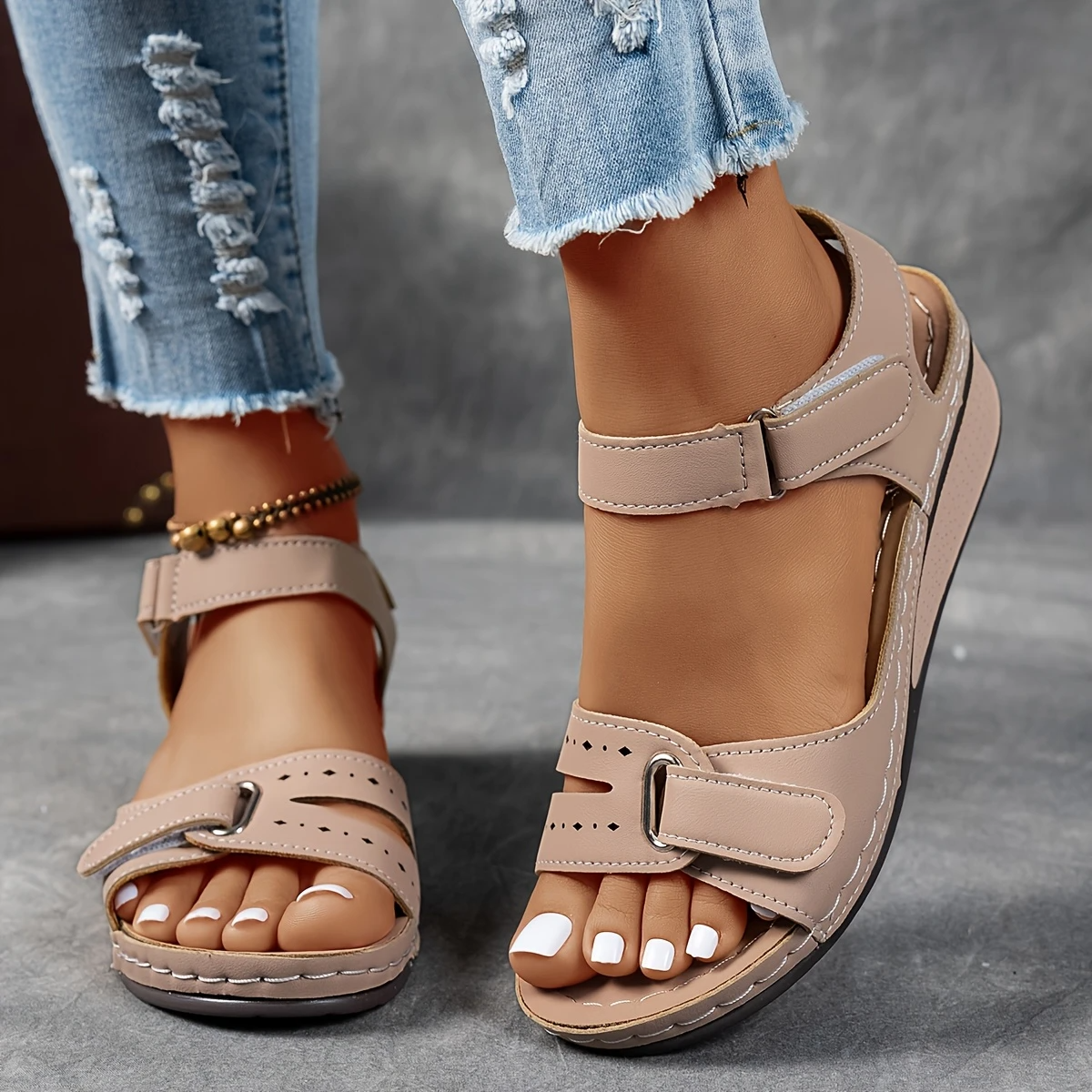 Wedge Platform Sandals with Adjustable Strap