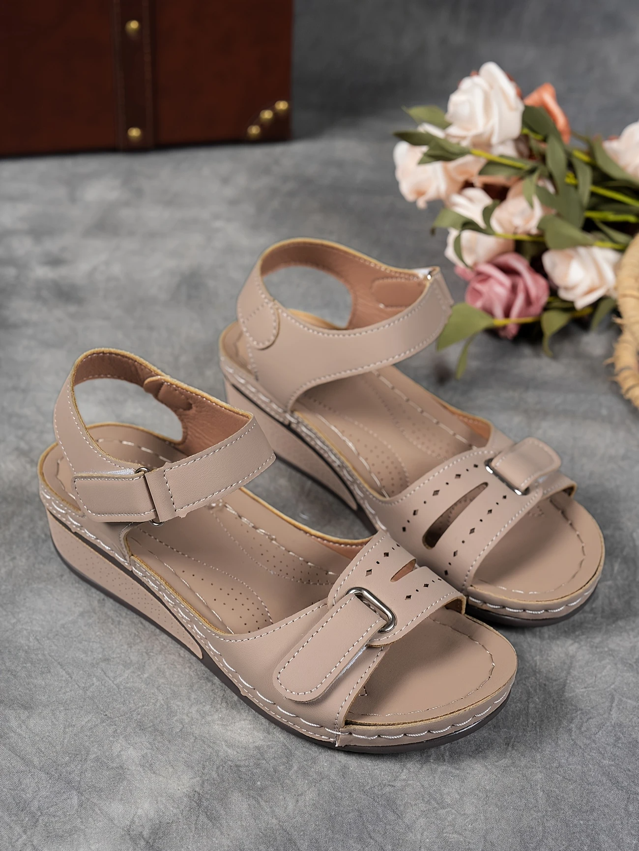 Wedge Platform Sandals with Adjustable Strap