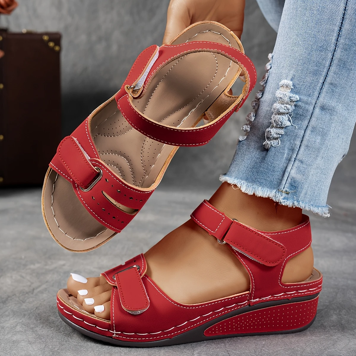 Wedge Platform Sandals with Adjustable Strap