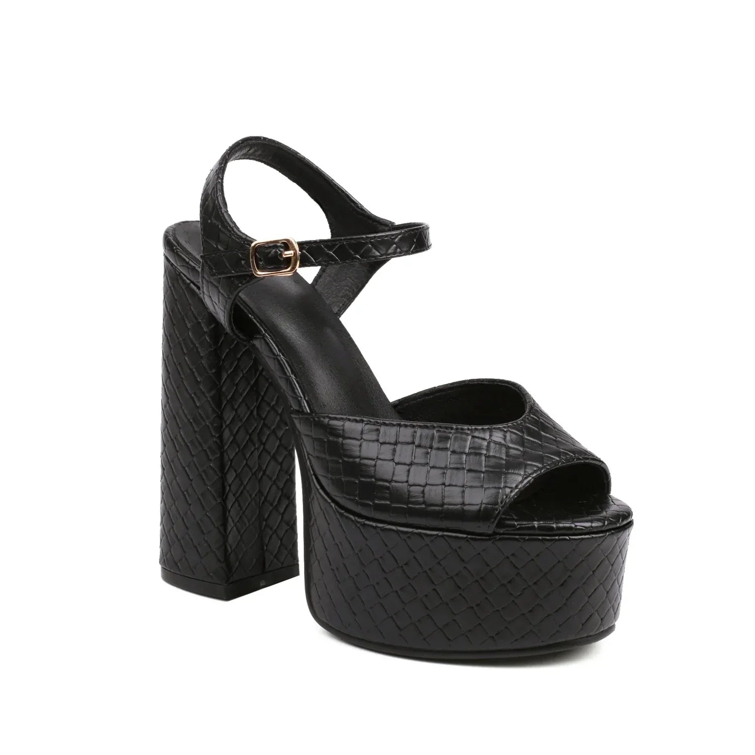 Aria Buckle Vegan Leather Heels