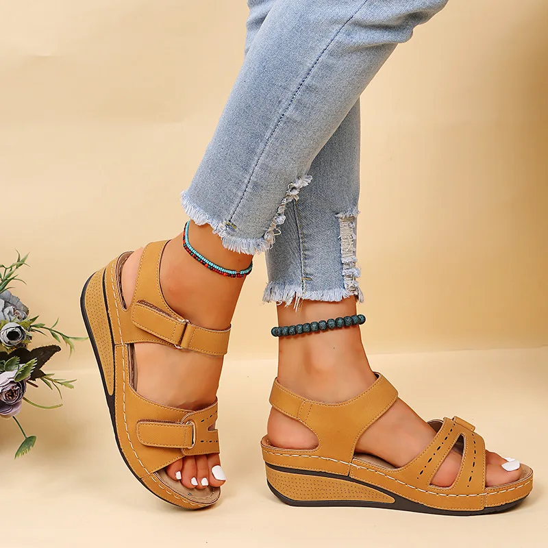 Wedge Platform Sandals with Adjustable Strap