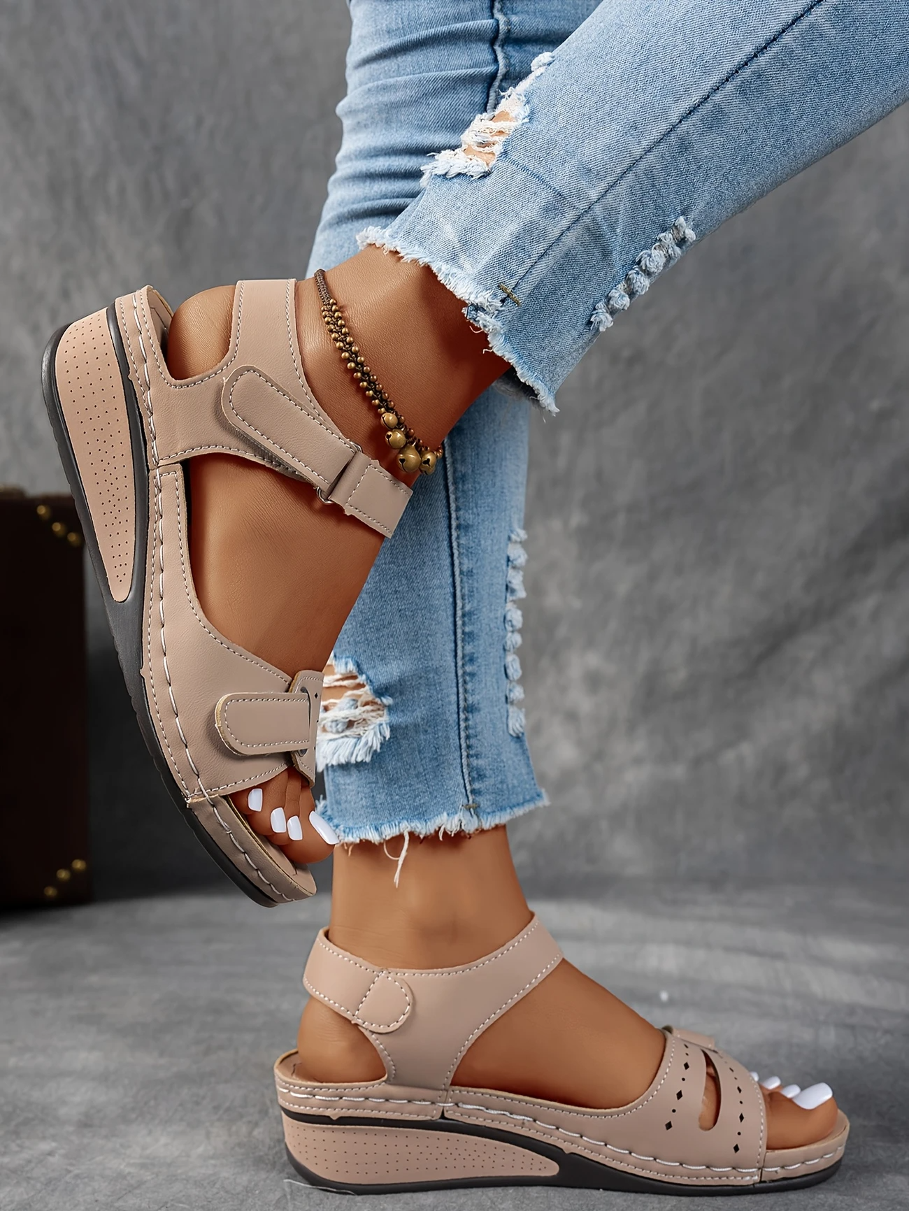 Wedge Platform Sandals with Adjustable Strap