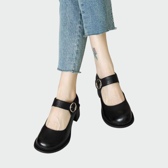 Olivia - Chunky-Heel Buckle Mary Jane Shoes