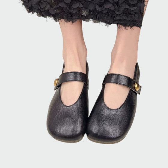 Olivia™ | Round-Toe Button Mary Jane Shoes